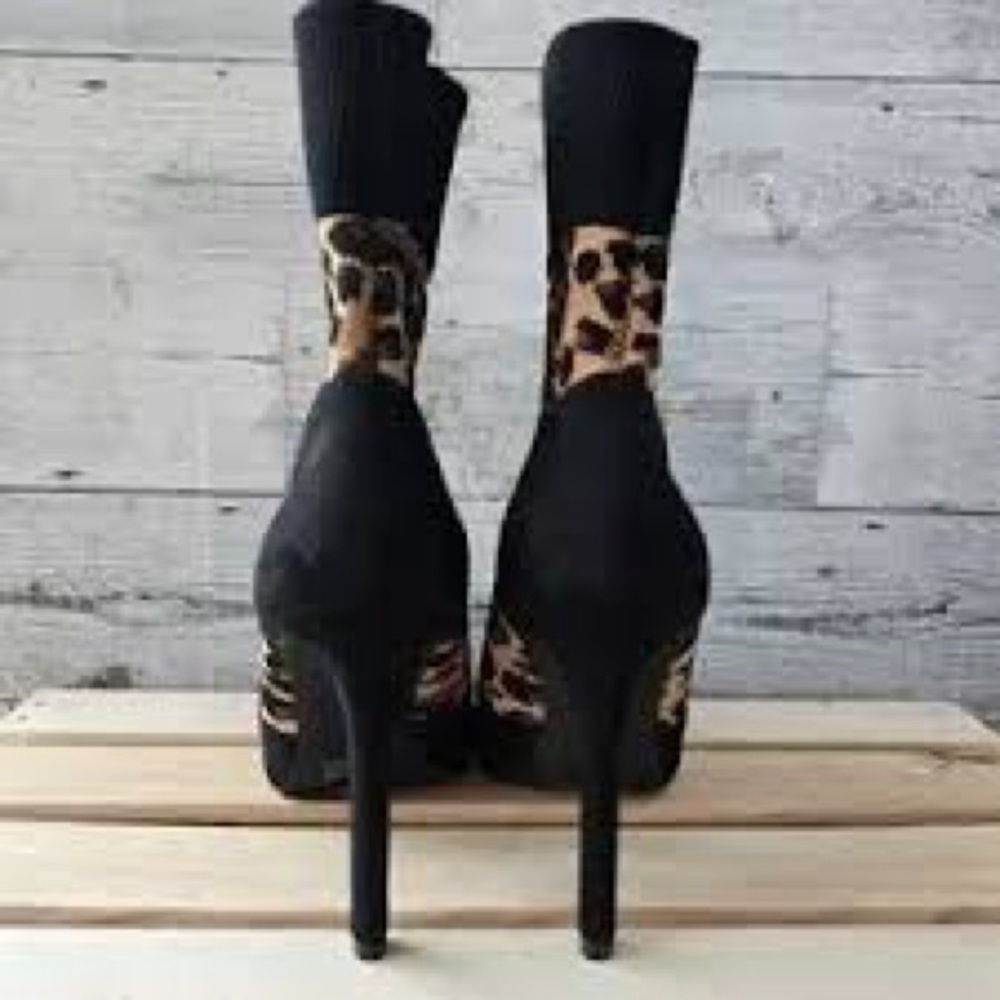 Call It Spring Vegan Leopard Cheetah Print Women's Ankle Boots High Heels - Picture 4 of 5